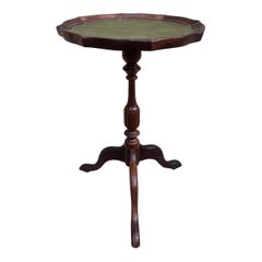 Vintage Georgian Embossed Green Leather Top Mahogany Side Table