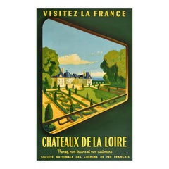 Original Vintage Train Travel Poster Visit France Chateaux De La Loire SNCF