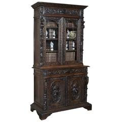 19th Century French Renaissance Hand Carved Bookcase or Bibliotheque