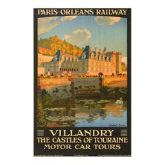 Original Antique Travel Poster Villandry Touraine Castles Paris Orleans Railway
