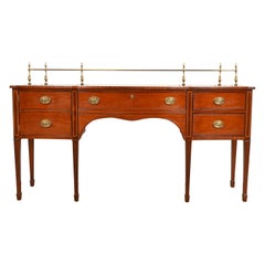 Kindel Furniture Federal Inlaid Mahogany Sideboard Credenza With Brass Gallery