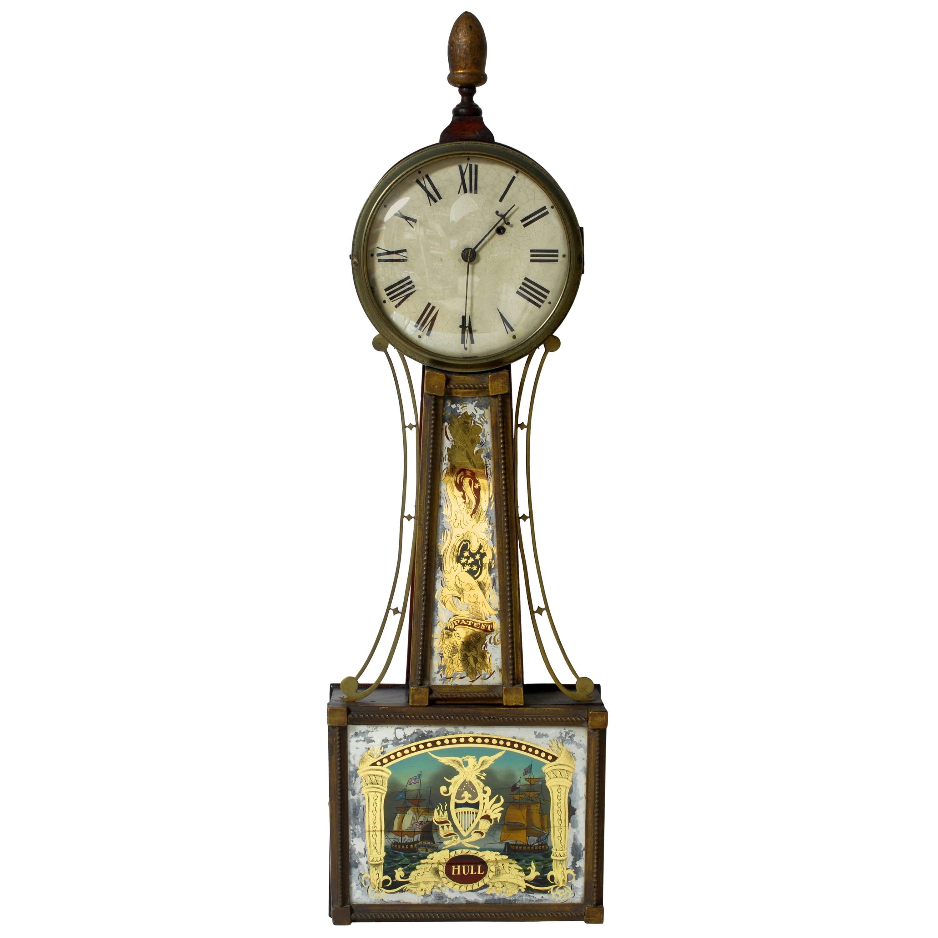 Banjo Clock, circa 1820, Antique Patent Timepiece