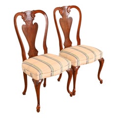 John Widdicomb Queen Anne Solid Mahogany Dining Chairs, Pair