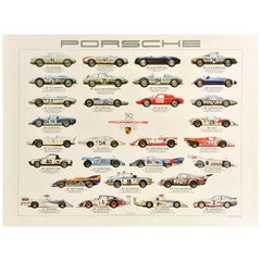 Original Vintage Automobile Poster Porsche 50 Years Racing Cars Ken Rush
