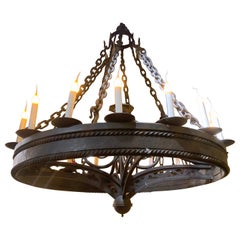 Lustre personnalisé en fer forgé noir avec dix-huit lumières