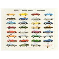 Original Vintage Automobile Poster Porsche 50 Years Stock Cars Ken Rush