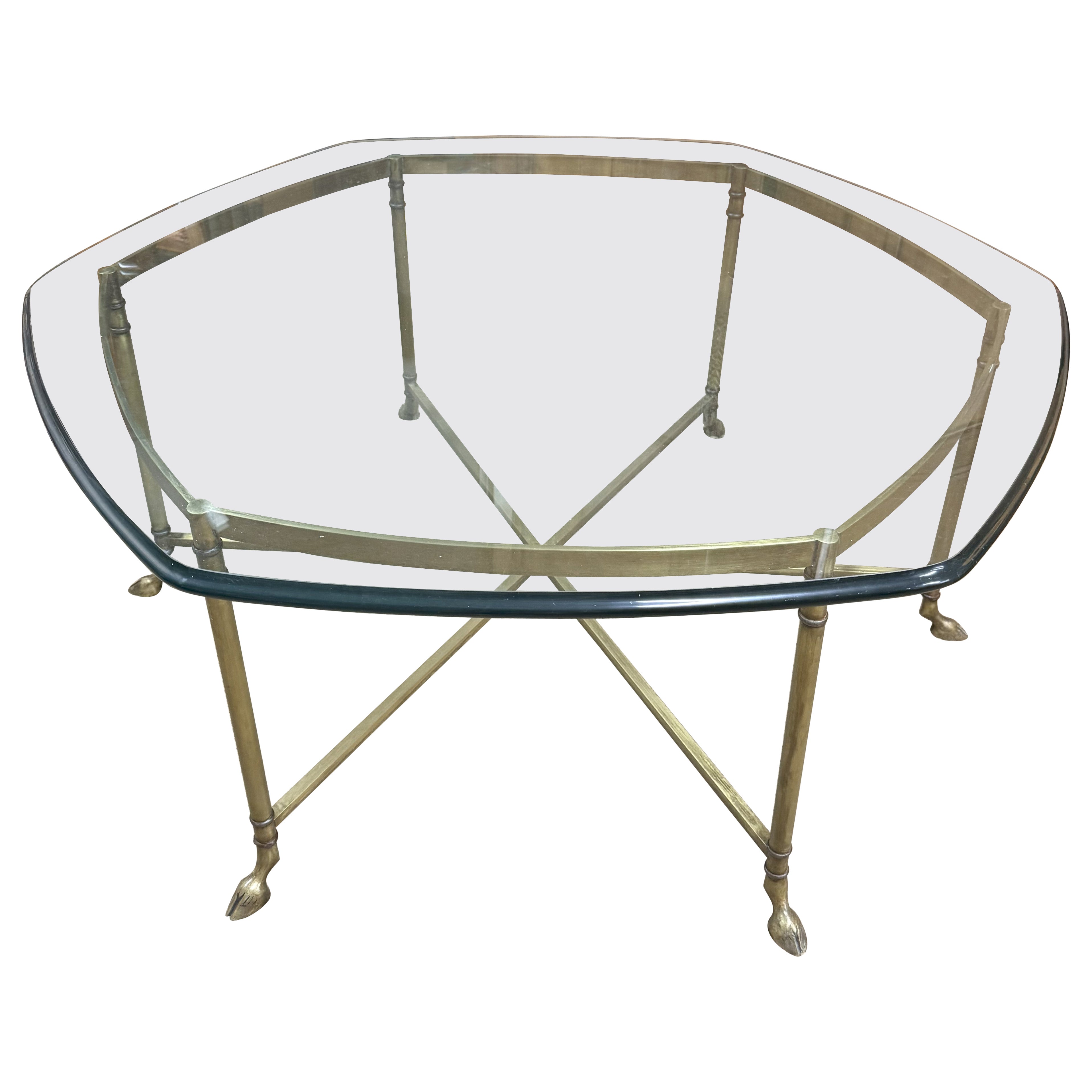 Maison Jansen Regence Style Hoof Foot Coffee Table with Glass Top