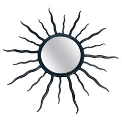 Miroir en fer forgé Brutalist Sunburst, circa 1970