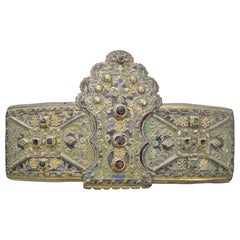 Antique Balkan Greece Enamelled Wedding Buckle Belt, 19th Century