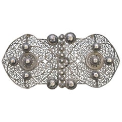 Silvered Belt Buckle, 19th Century