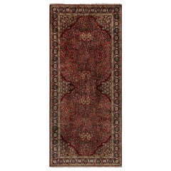 Oversized Antique Tetex Hooked Rug, Red with Floral Patterns - Rug & Kilim
