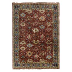 Antique German Tetex Hooked Rug in Red with Floral Medallions - Rug & Kilim