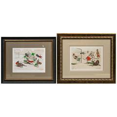 Pair of Signed, Hand-Drawn Dog Yard Sketches 5