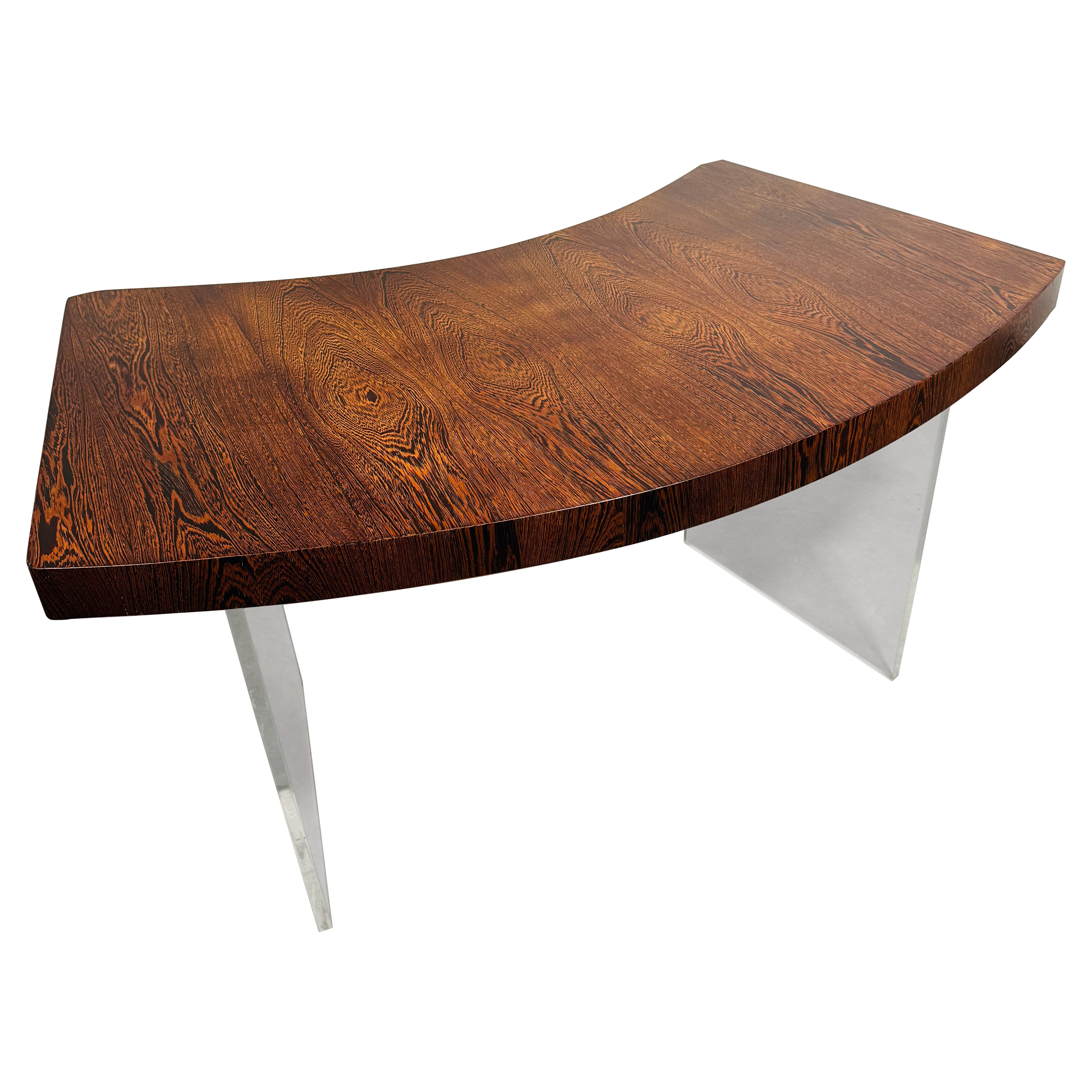 Mid-Century Poul Nørreklit lucite & wengé writing desk, Denmark, 1970's. For Sale