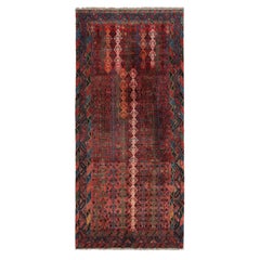 Vintage Persian Qashqai Tribal Runner Rug in Red, Geometric - Rug & Kilim