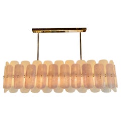 Modern Pink and Frost Murano Glass and Brass Chandelier
