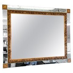 Vintage Ornate Wall Mirror with Gold Floral Frame & Antiqued Mirror Panels