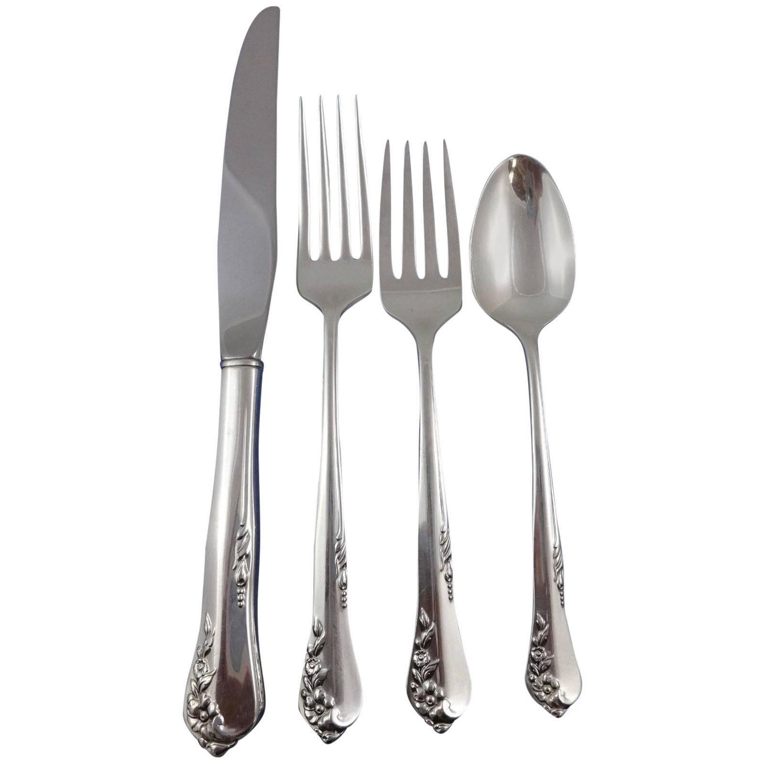 Engagement by Oneida Sterling Silver Flatware Set Service 51 Pieces For