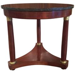 Antique 19th Century French Mahogany Empire Gueridon with Black Marble