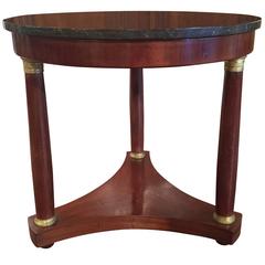 19th Century French Mahogany Empire Gueridon with Black Marble