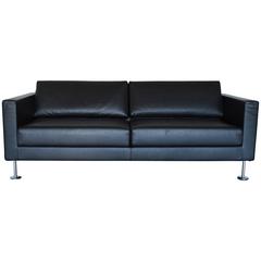 Vitra “Park” Three-Seat Sofa in Jet Black Leather by Jasper Morrison