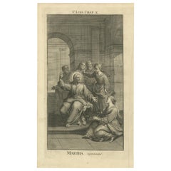 Christ with Mary and Martha Engraving – Luke X Martha Reproved 1735