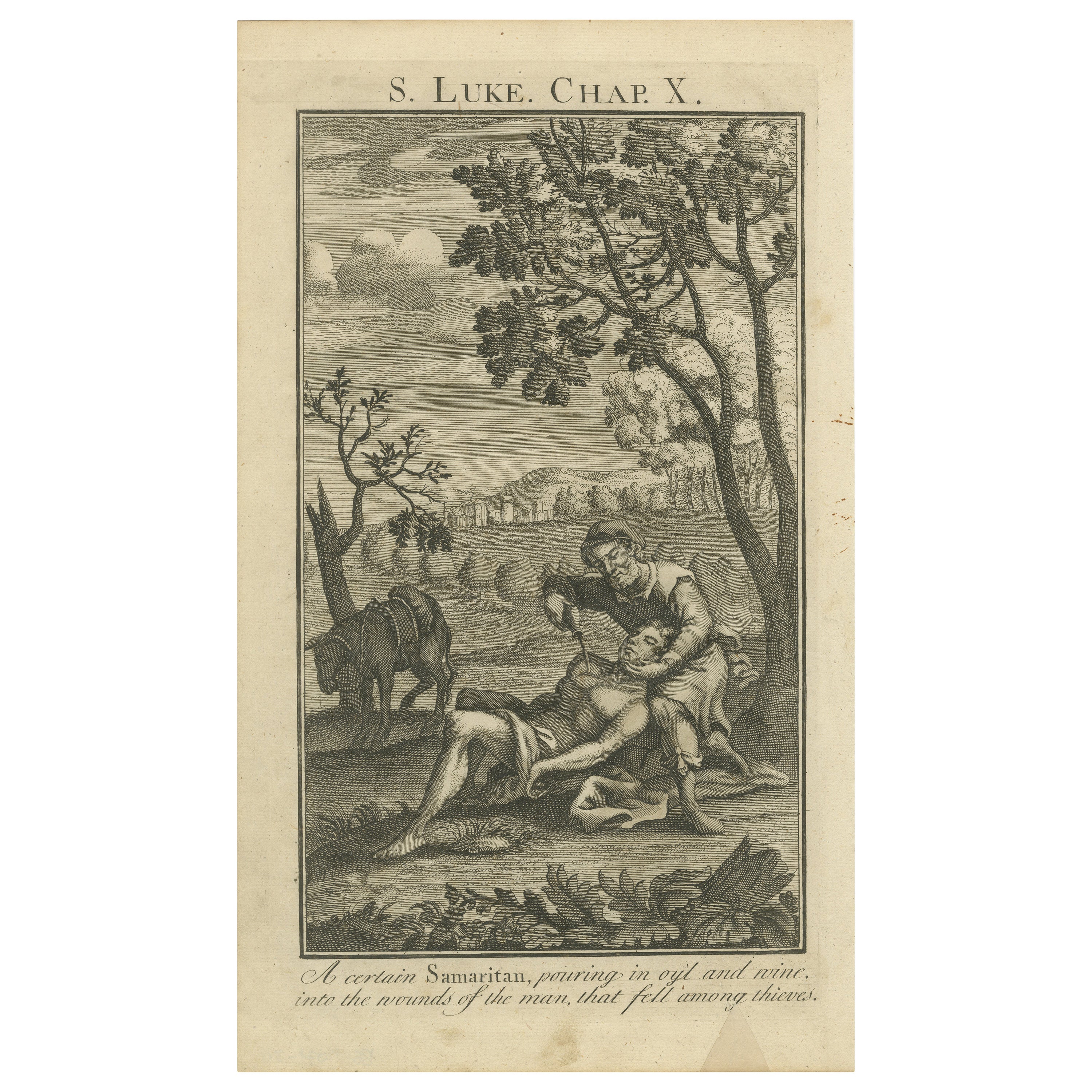 Good Samaritan Engraving – Luke X Helping the Injured Man 1735