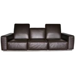 Zanotta “Upndown 1237” Three-Seat Sofa in Dark Brown Leather by Progetti 8