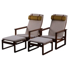 Vintage Børge Mogensen "Sled Chair" and ottoman for Fredericia Stolefabrik, Denmark 1960