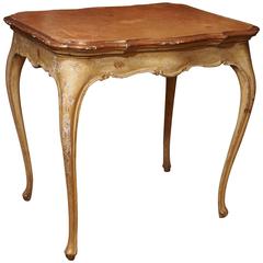 Italian Painted Occasional Table with Leather Top 4