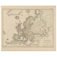 Antique Europe Map – Political Divisions and Borders, Published in 1858