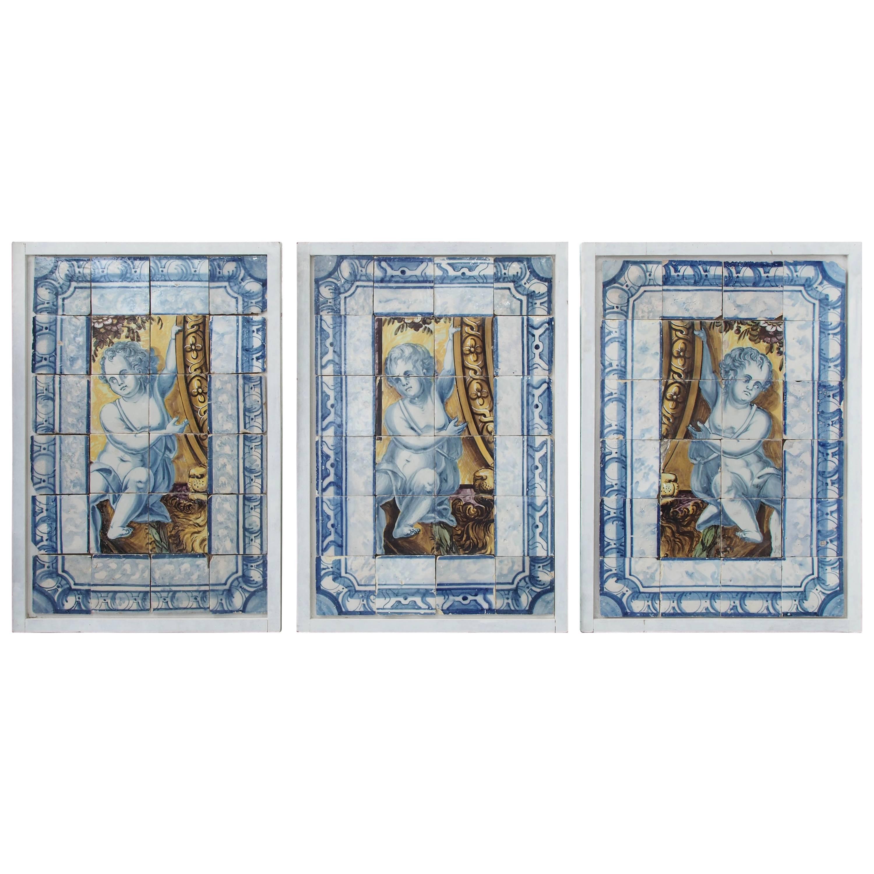 Three 18th Century Portuguese Tile Panels For Sale