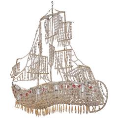 Italian Crystal Chandelier on Wire Frame in the Form of a Ship
