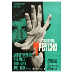 Original Vintage Movie Poster Psycho Alfred Hitchcock German Release L Peltzer