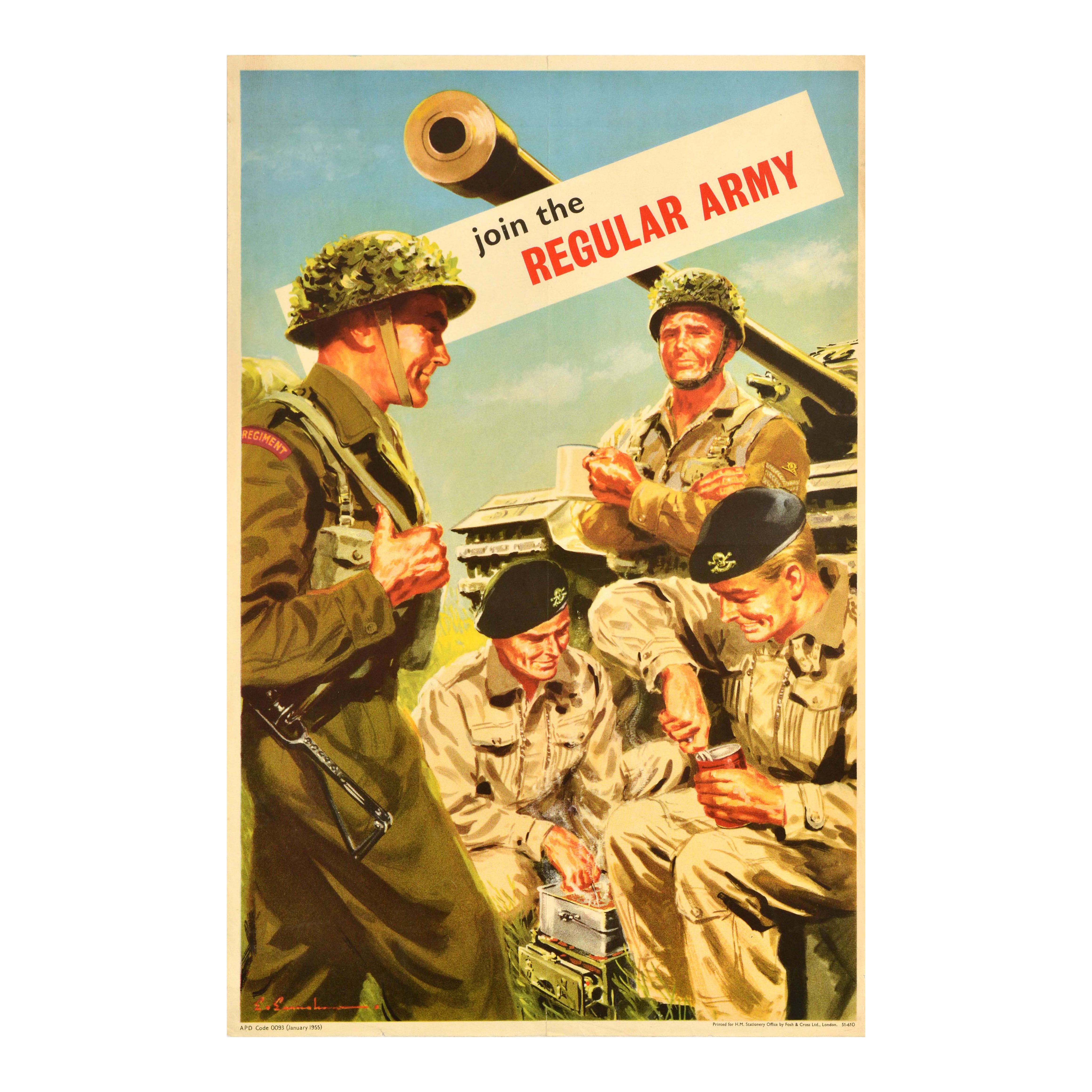 Original Vintage British Army Rekrutierung Poster Join The Regular Army Bereitstellung