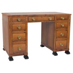  Antique Neoclassical or Regency Style Flat Top Kneehole Desk