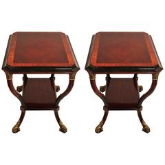 Pair of Empire Style Mahogany, Rosewood and Ebony Side Tables