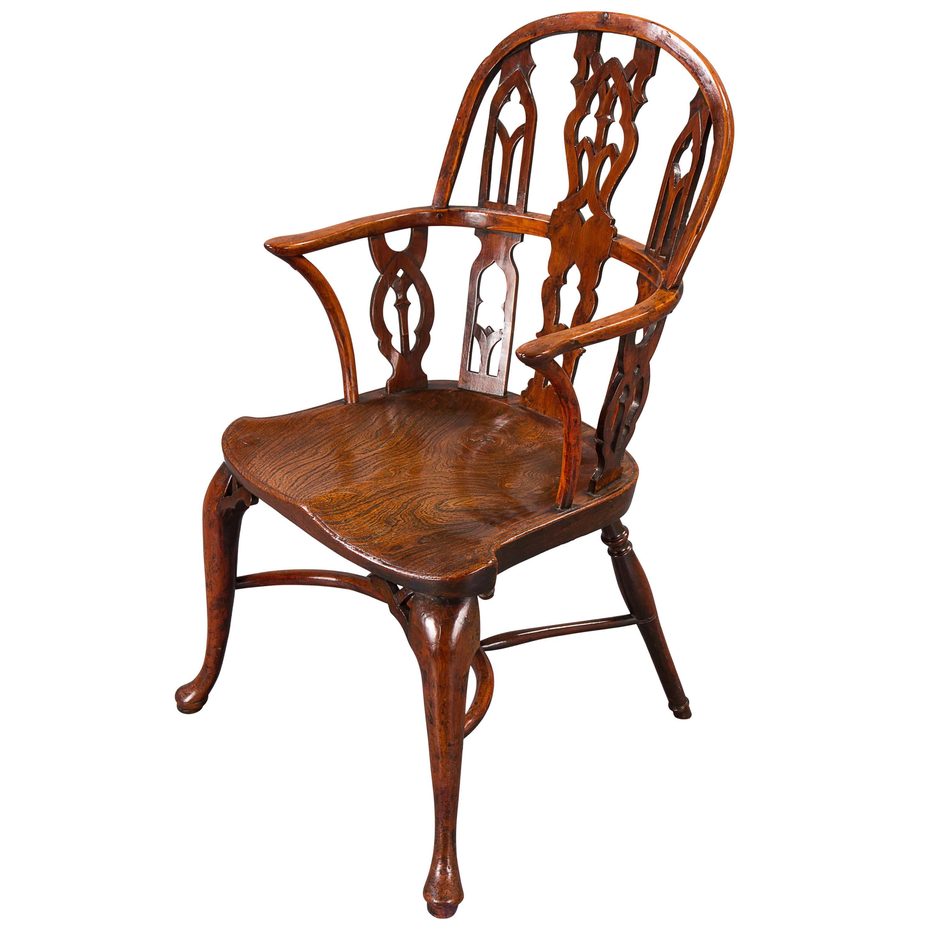 Fine and Very Rare Mid-18th Century Gothic Windsor Armchair