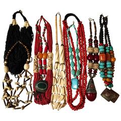 Vintage Lot of Ten Handmade Tibetan Necklaces