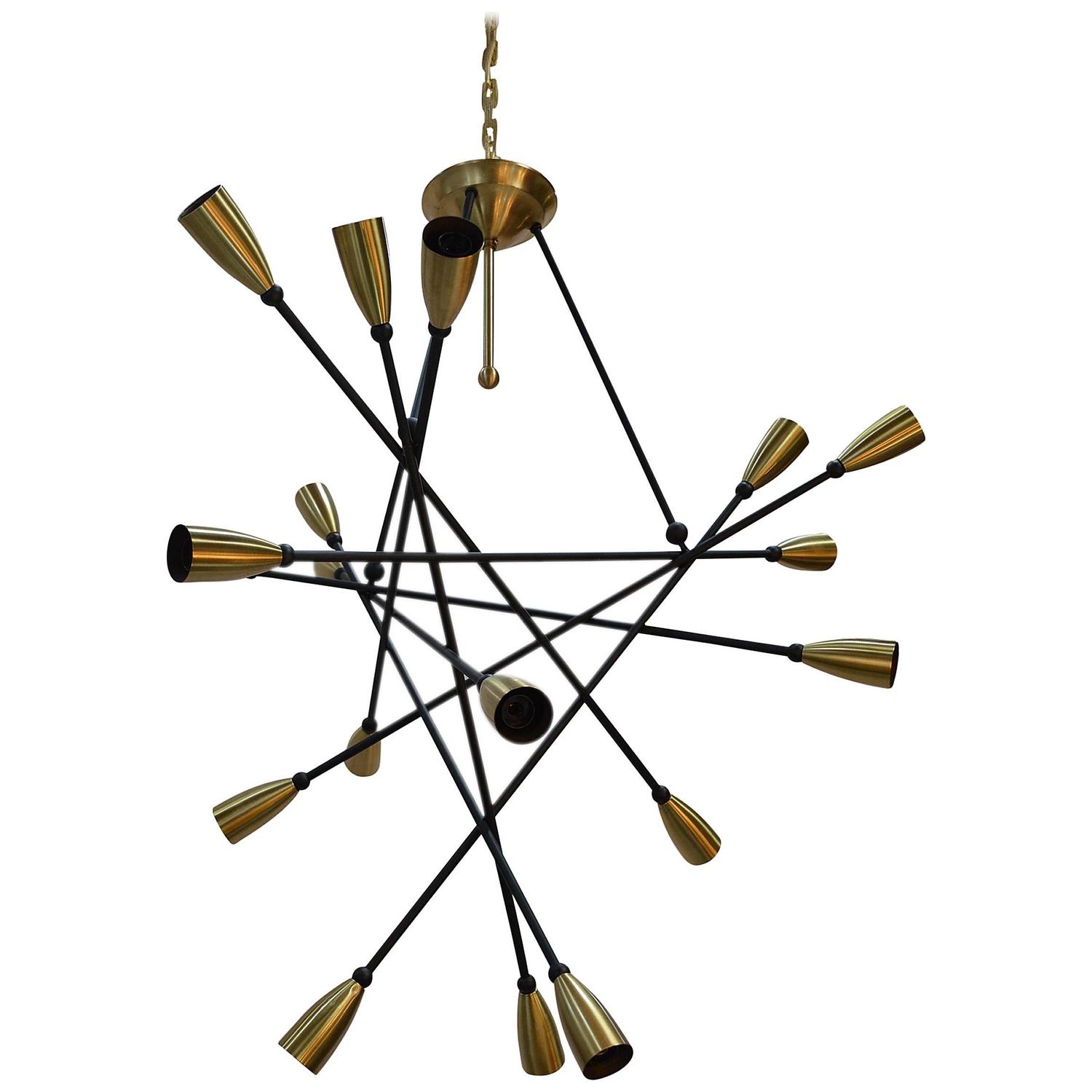 Polished Brass Sputnik Chandelier For Sale at 1stdibs