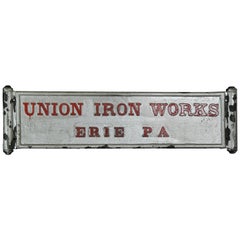 Used 1920 Cast Iron Wall Plaque, Union Iron Works, Erie, PA