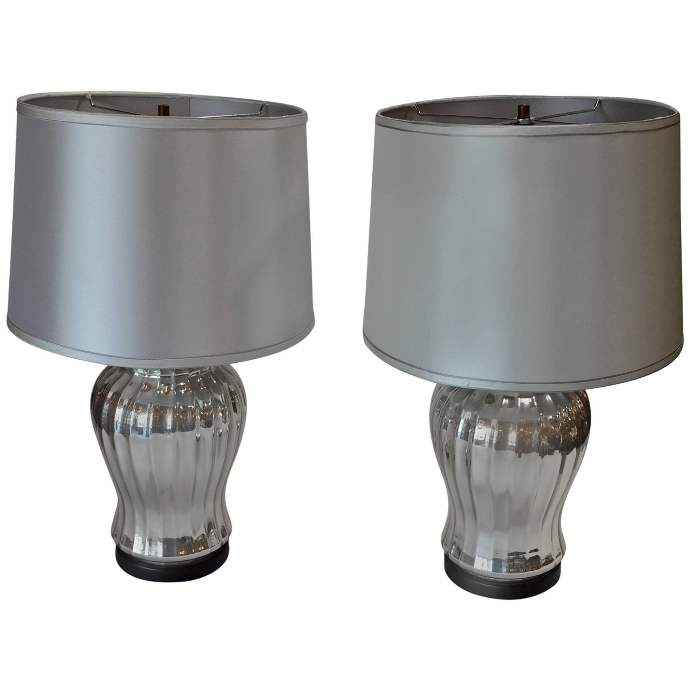 Pair of Silver Mercury Glass Table Lamps