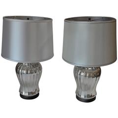 Pair of Silver Mercury Glass Table Lamps 5