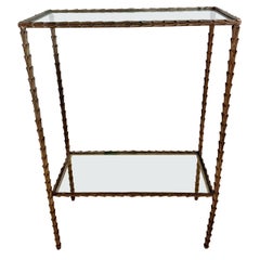 French 60's Small  Two Tier Console Table In Brass By Mison  Bagues