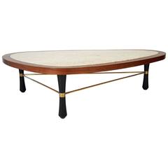 Walnut and Marble Coffee Table Attributed to Harvey Probber