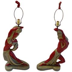 Pair of American Art Deco Lamps 4