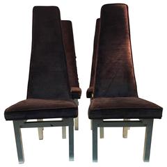 Set of Four High Back Dining Chairs in the Manner of Paul Evans, circa 1970