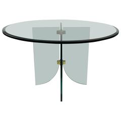 Phenomenal Pace Pedestal Glass Dining Table, circa 1970