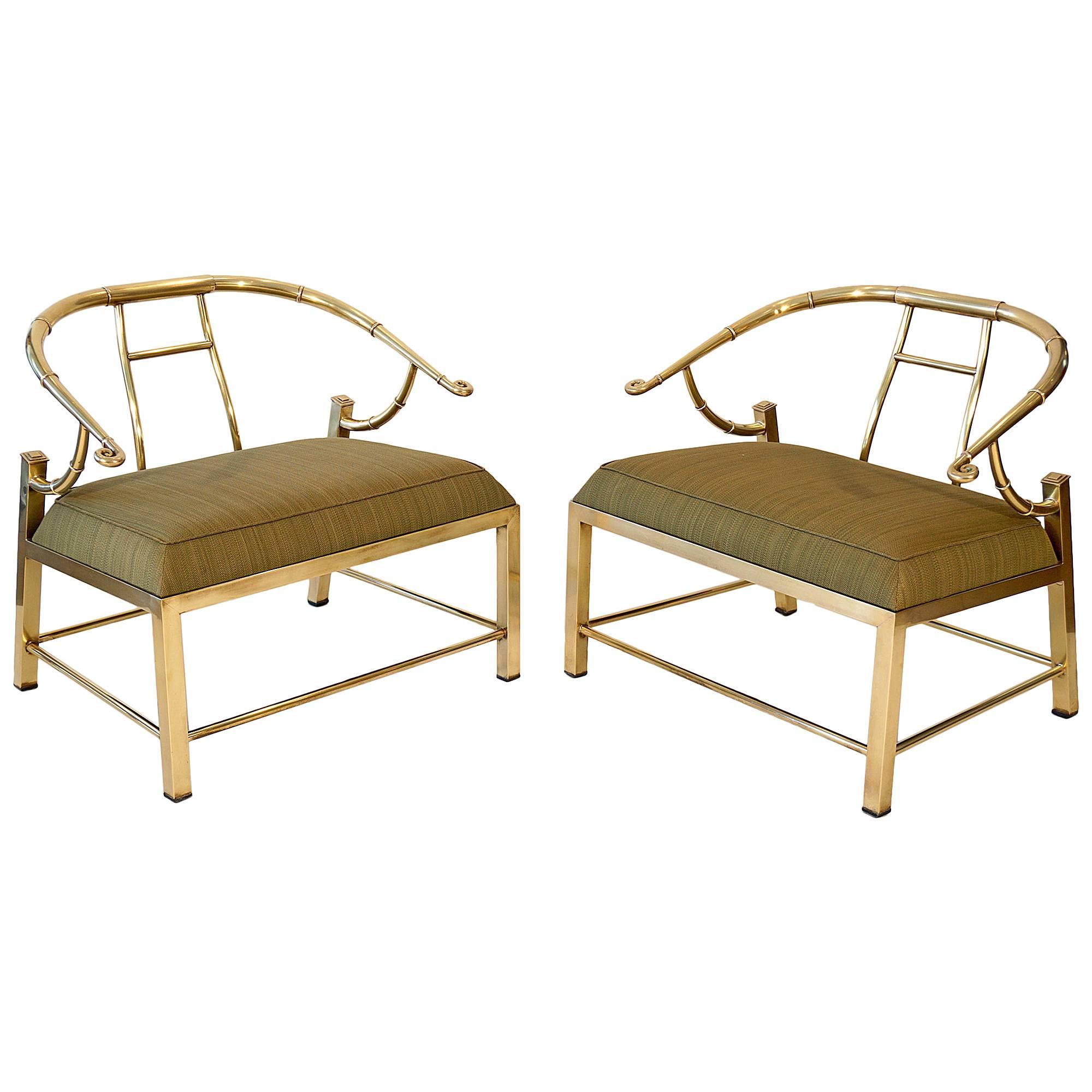 Pair of Brass Lounge Chairs by Mastercraft