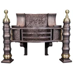 Antique Cast-Iron and Brass Philip Webb Pillar Fireplace Grate